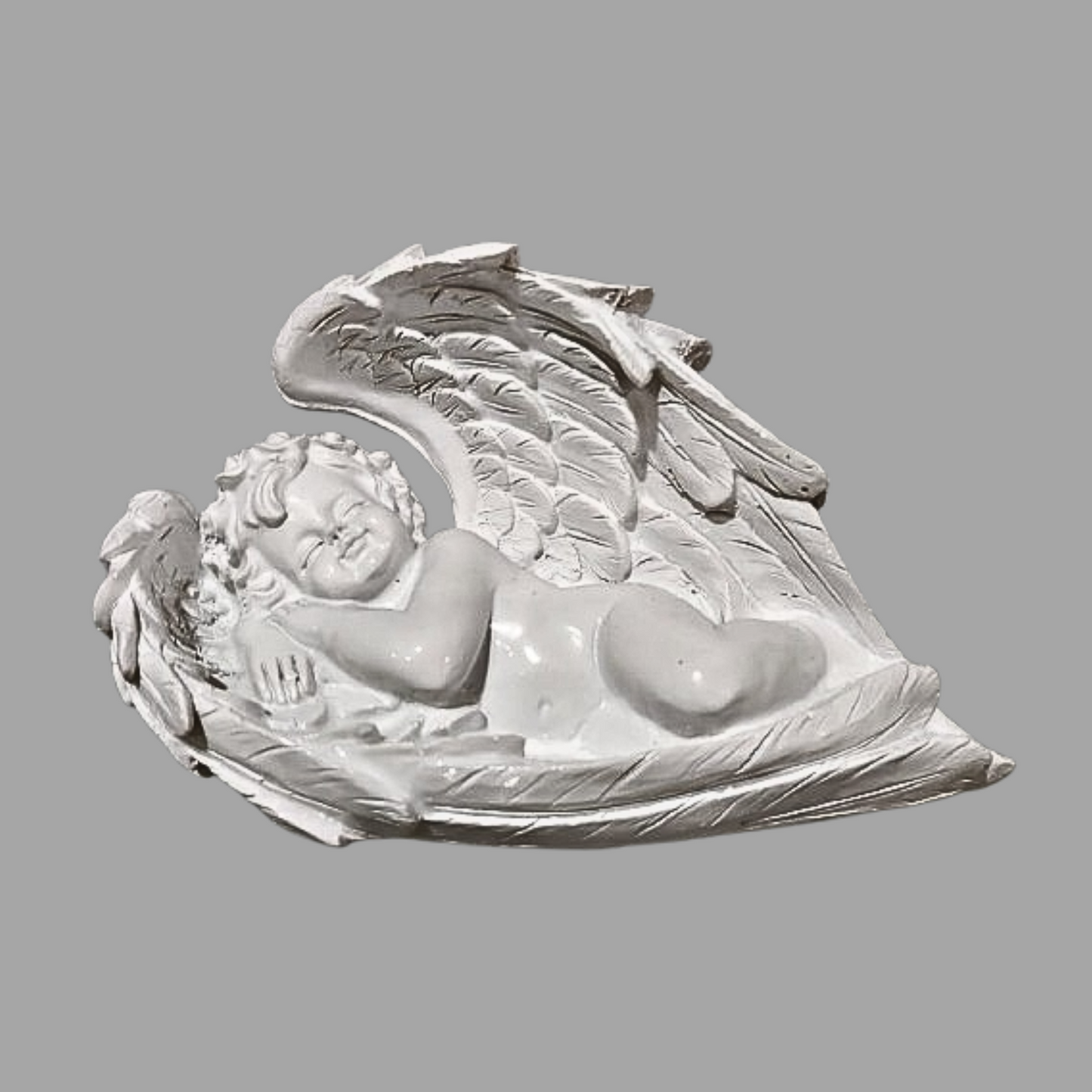 Baby Angel in Wings Statue – 10 cm Polyresin White Figurine for Home Decor