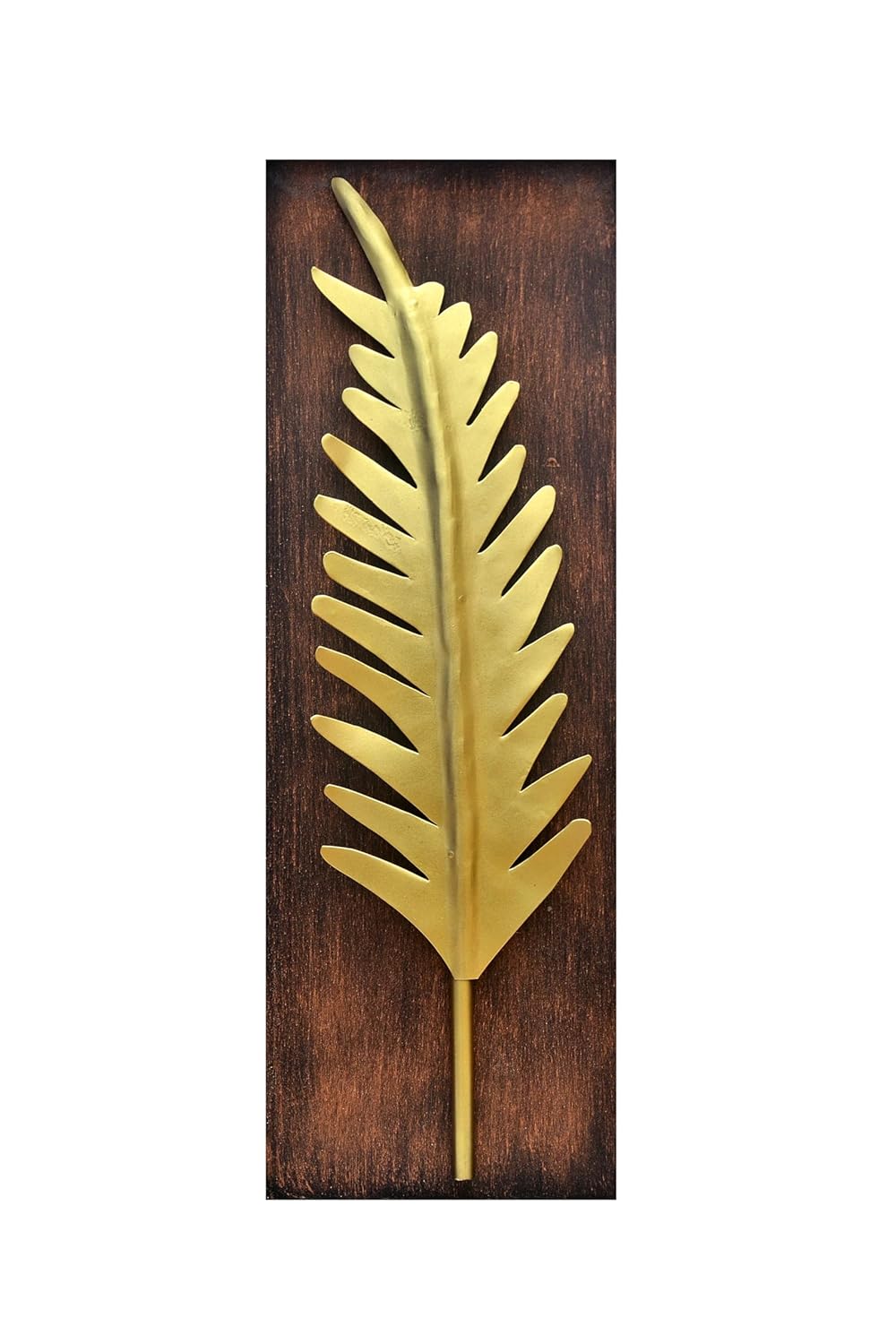 Golden Leaves in Wooden Frame Metal Wall Decor