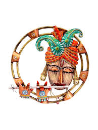 Antique Rustic Halo of Krishna LED Metal Wall Décor – Unique Spiritual Wall Art