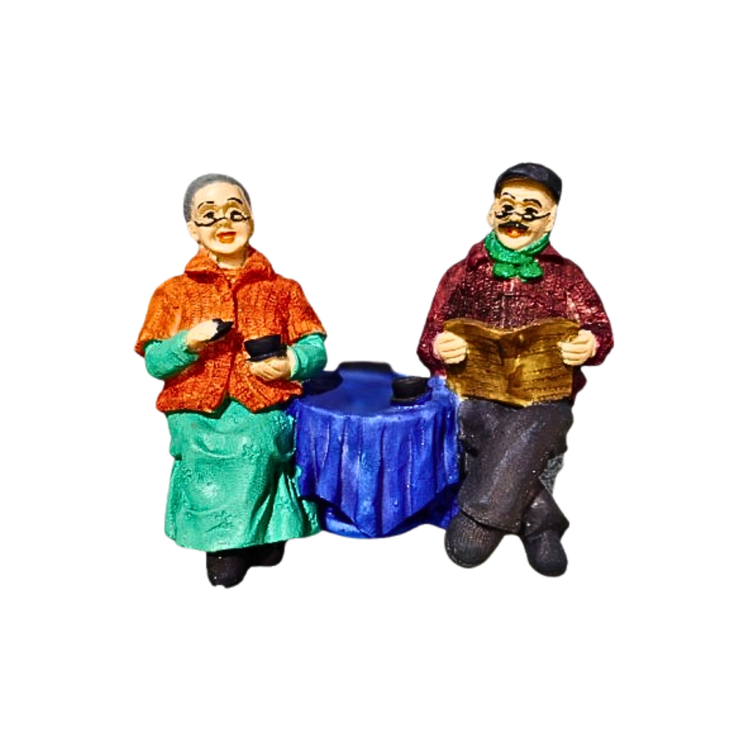 Italian Chit Chatting Old Couple Figurine Polyresin Decorative Showpiece