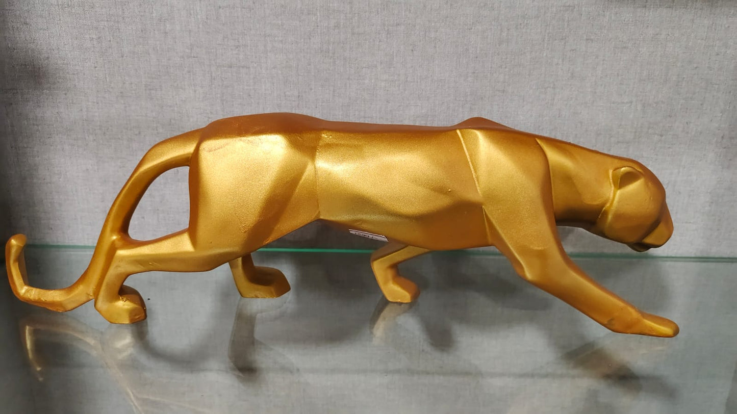 Sleek & Majestic Golden Panther Showpiece – 41 cm Polyresin Decorative Statue