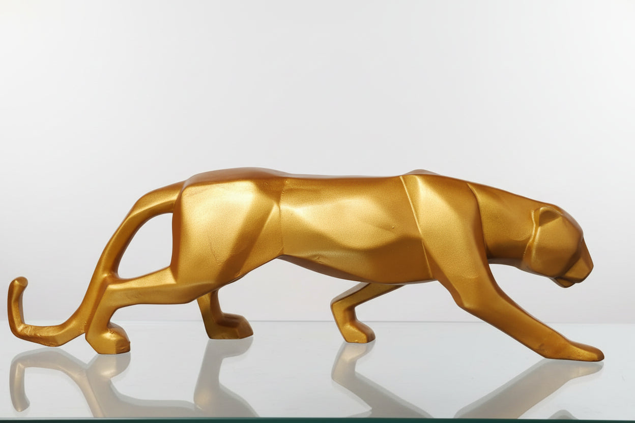 Sleek & Majestic Golden Panther Showpiece