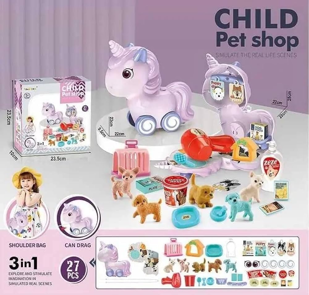 3-in-1 Unicorn Pet Dresser & Grooming Playset β Pretend Play Toy for Kids