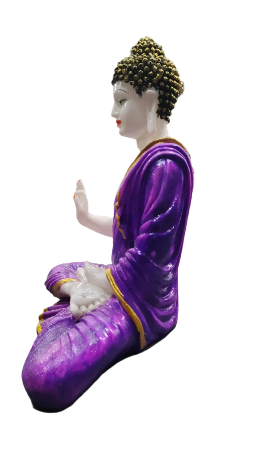 Majestic Purple Buddha Statue - Resin, Handcrafted, Blessing Mode