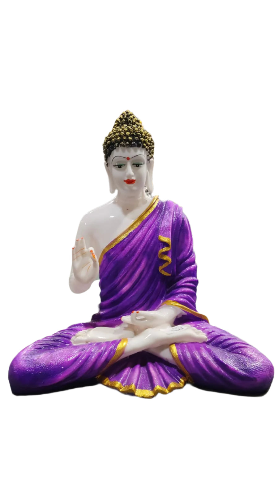 Majestic Purple Buddha Statue - Resin, Handcrafted, Blessing Mode