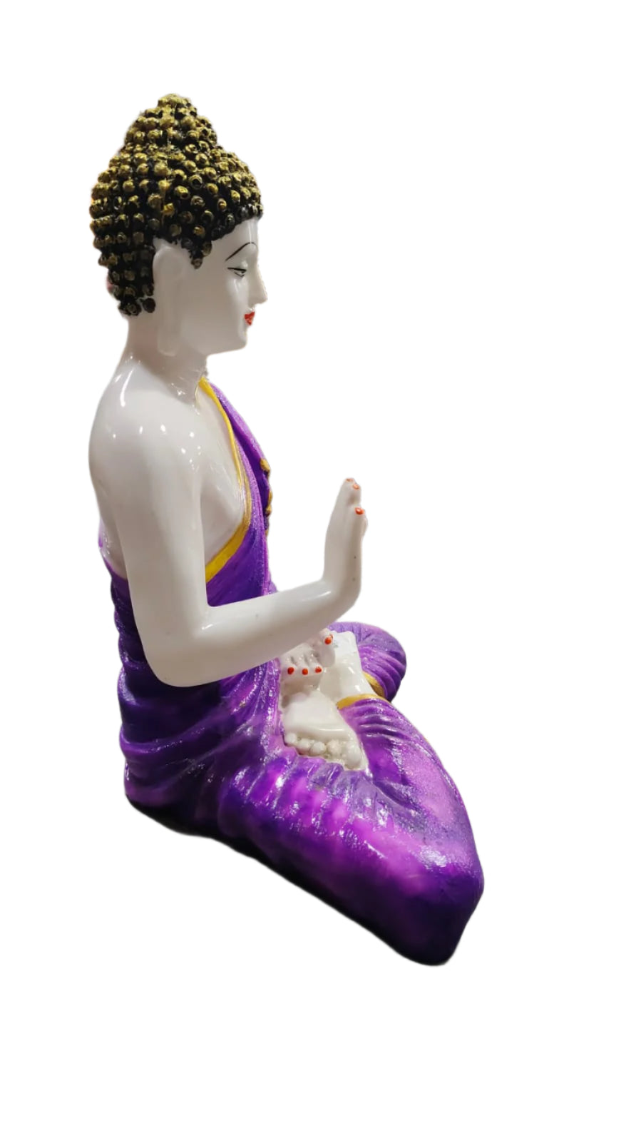 Majestic Purple Buddha Statue - Resin, Handcrafted, Blessing Mode
