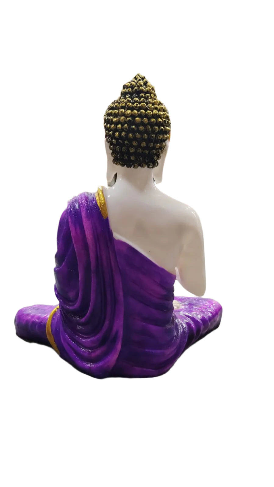 Majestic Purple Buddha Statue - Resin, Handcrafted, Blessing Mode