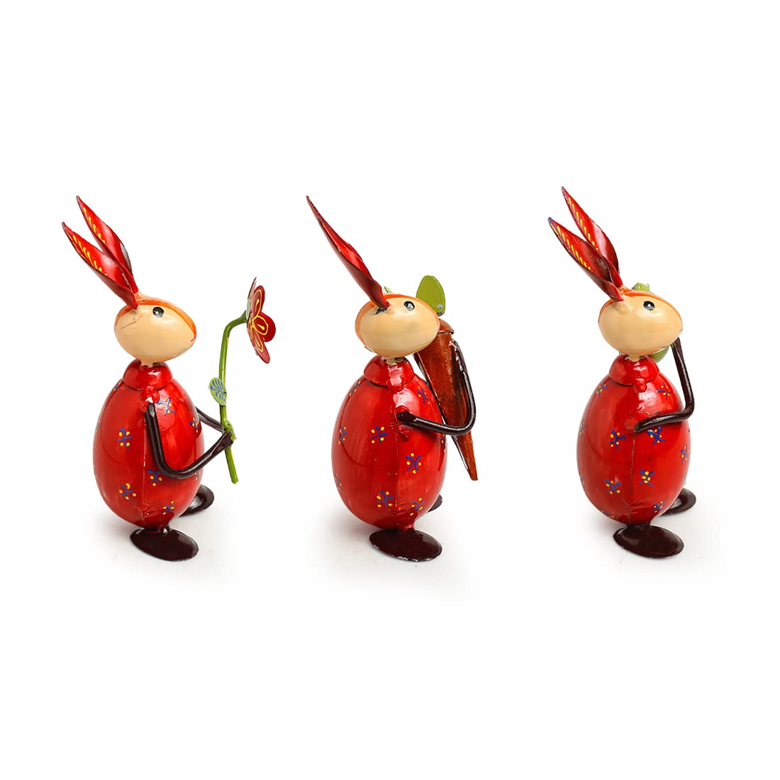 Bustling Bunnies Hand-Painted Garden Metal Decoration (Set of 3) Dimensions: 6 inches (each)