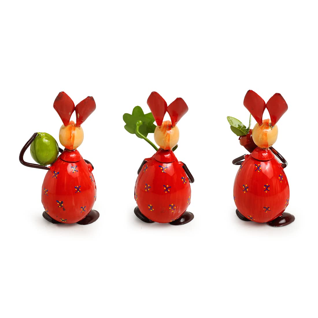 Bustling Bunnies Hand-Painted Garden Metal Decoration (Set of 3) Dimensions: 6 inches (each)