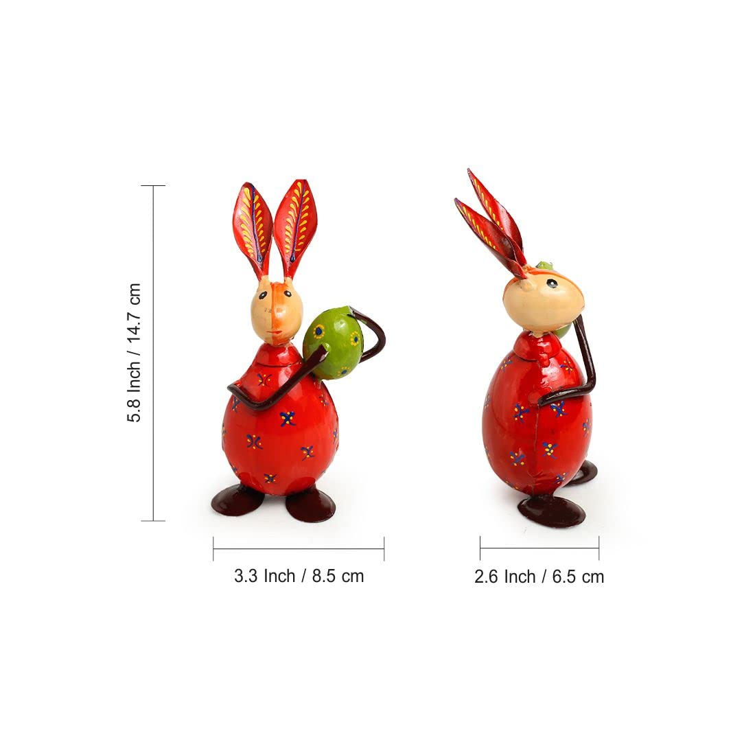 Bustling Bunnies Hand-Painted Garden Metal Decoration (Set of 3) Dimensions: 6 inches (each)