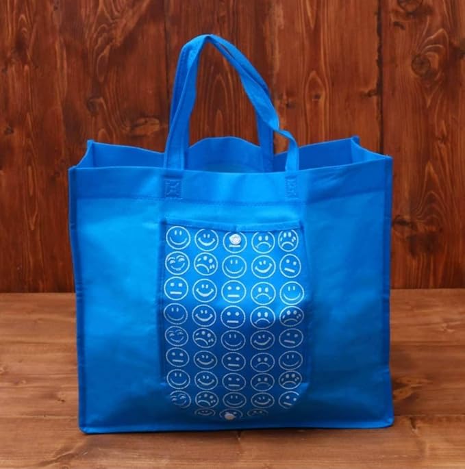 Reusable Foldable Shopping Bag with Smiley Print