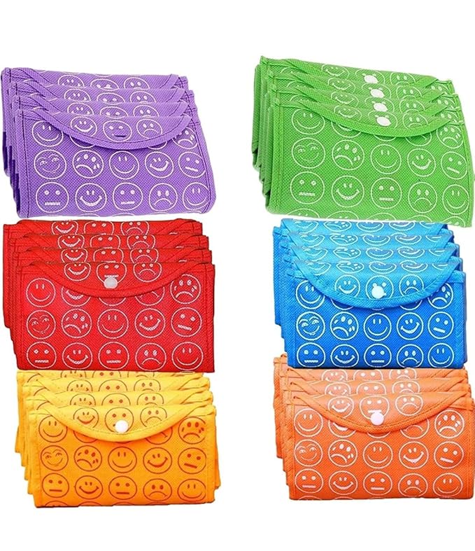 Reusable Foldable Shopping Bag with Smiley Print
