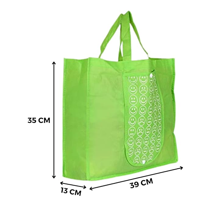 Reusable Foldable Shopping Bag with Smiley Print