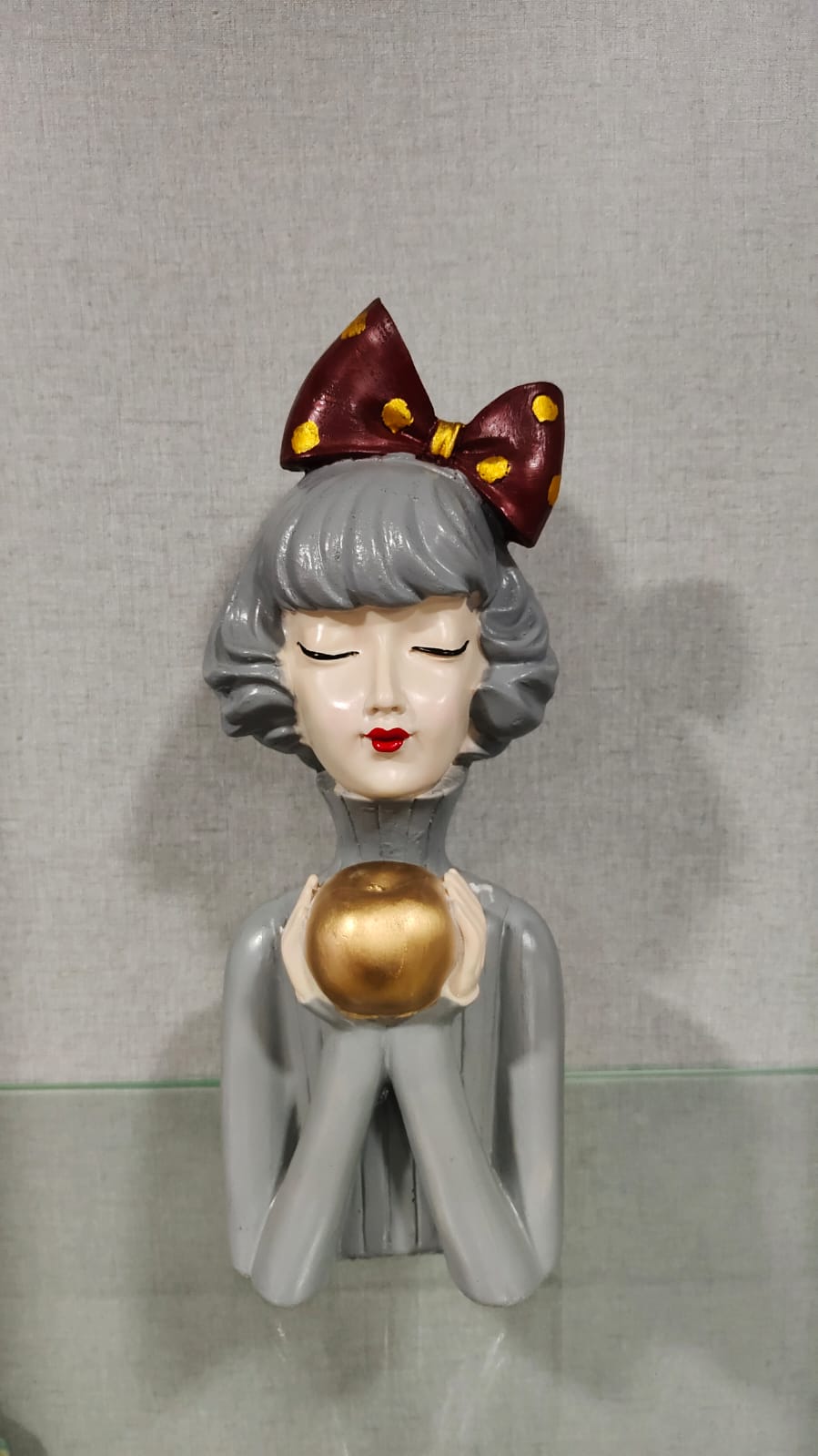 Modern Doll Holding Apple Resin Showpiece