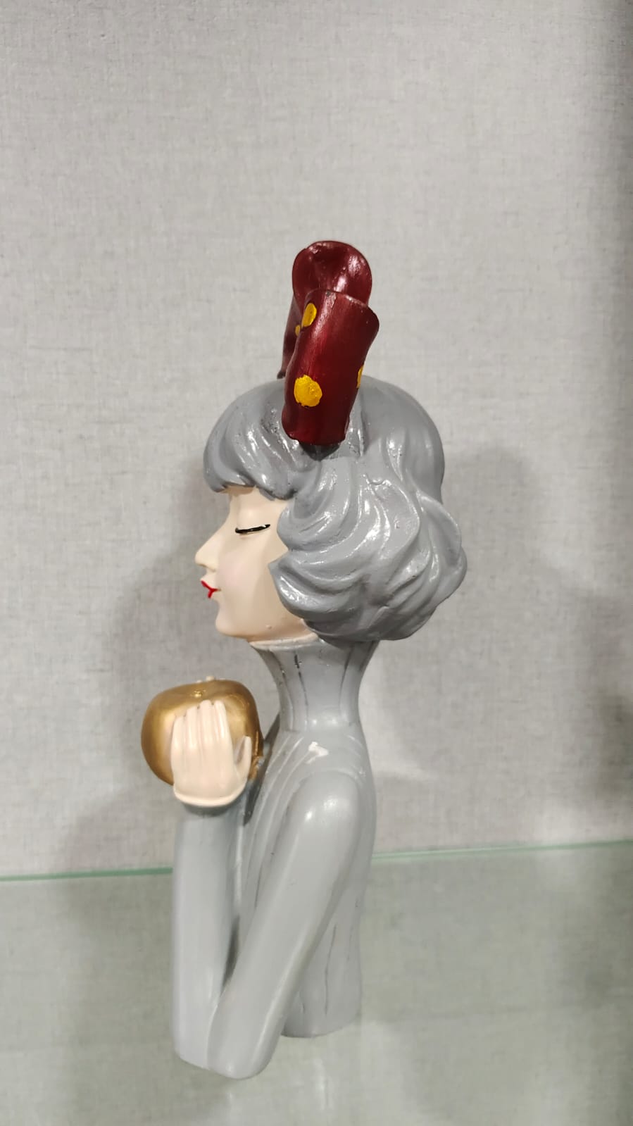 Modern Doll Holding Apple Resin Showpiece