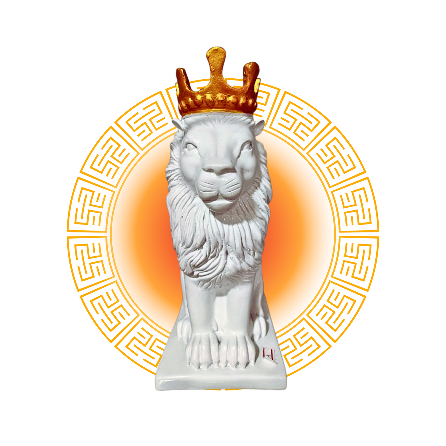 Regal Lion with Crown Showpiece – 29 cm Polyresin White Decorative Statue
