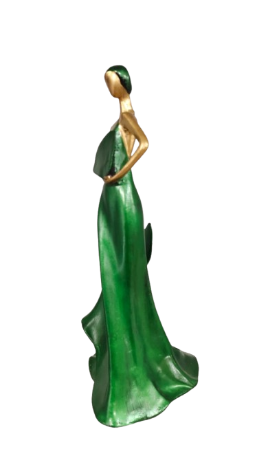 Wine Lady Green Color Resin Showpiece