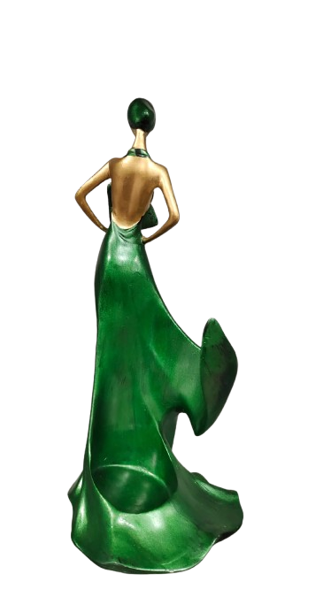 Wine Lady Green Color Resin Showpiece