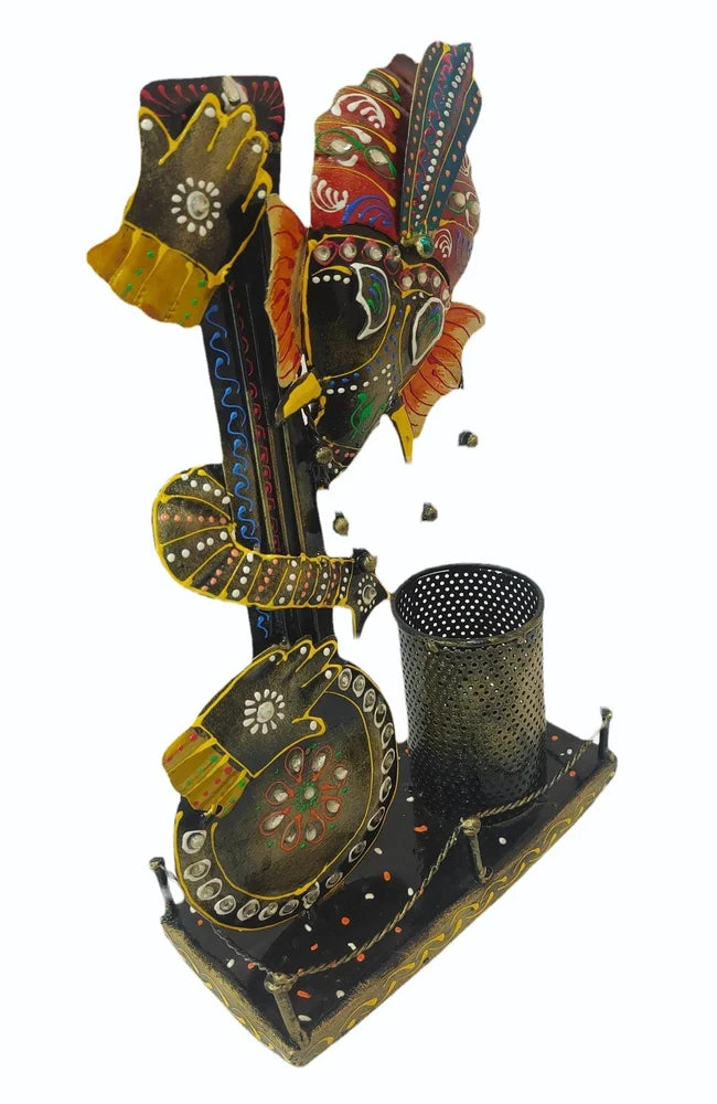 The Multicolor Wrought Iron Ganesh Pen Holder