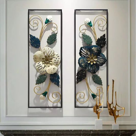 The 2 Pieces Decorative Metal Floral Wall Decor