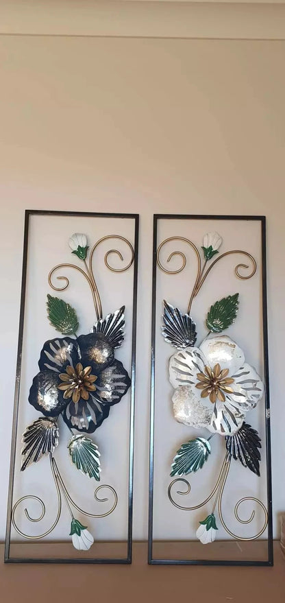 The 2 Pieces Decorative Metal Floral Wall Decor
