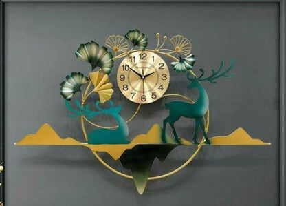 The Kayi Line Deer Themed Metal Wall Clock