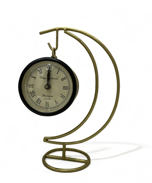 Brass Color Metal Table Top Twin Side Clock