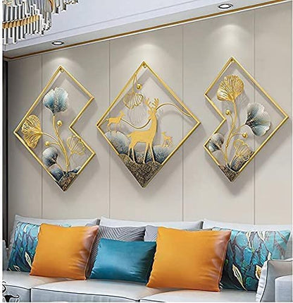The Metal Abstract Figures Handcrafted Deer Wall Sculpture