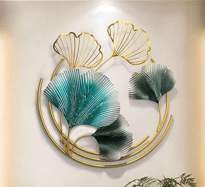 The Home Metal Wall Decor - Golden Ginkgo Leaves with Frame 3 Pieces