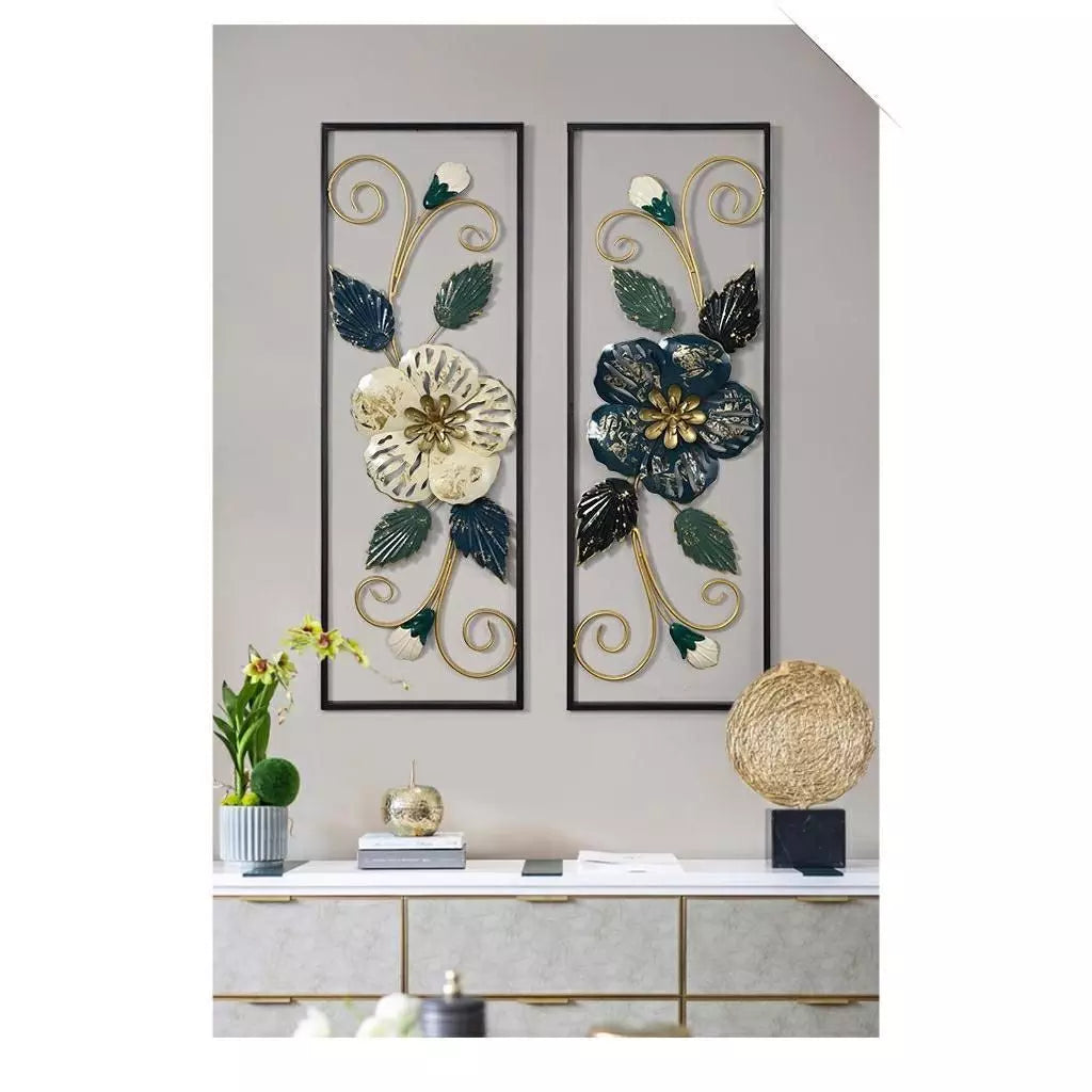 The 2 Pieces Decorative Metal Floral Wall Decor