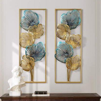 The Wrought Iron Set of 2 Multicolor Flower Panel Frame Decorative Showpiece