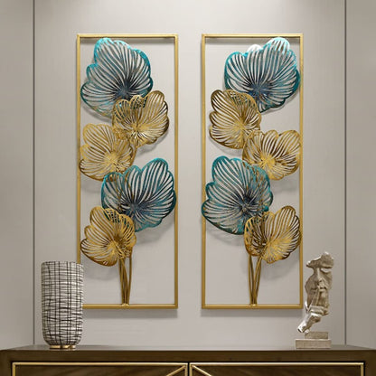 The Wrought Iron Set of 2 Multicolor Flower Panel Frame Decorative Showpiece