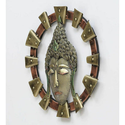 Budha Antique Rustic Wrought Iron Spiritual Wall Art In Brown