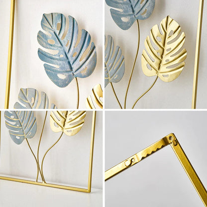 The Gold Metal Wall Decor Leaf Wall Hanging Decoration