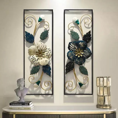 The 2 Pieces Decorative Metal Floral Wall Decor