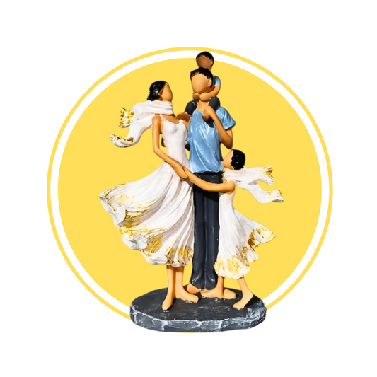 White and Blue Handcrafted Romantic Couple with Kids
