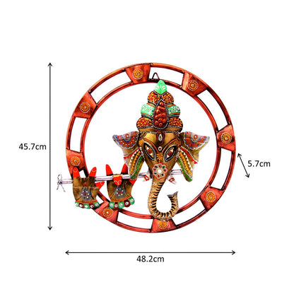 Ganesha Golden Decoration Metal Wall Art, Size: 18 * 18 Inches