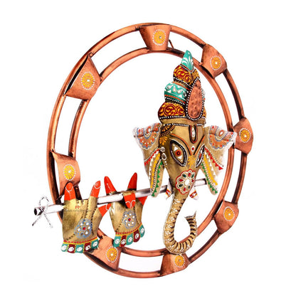 Ganesha Golden Decoration Metal Wall Art, Size: 18 * 18 Inches