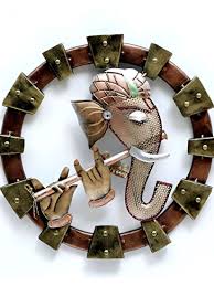Decorative Handmade Ganesha Playing Flute Wall Decor Showpiece