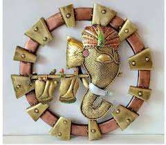 Decorative Handmade Ganesha Playing Flute Wall Decor Showpiece