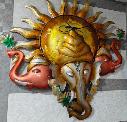 Lord Ganesh  Face Idol With Sun Metal