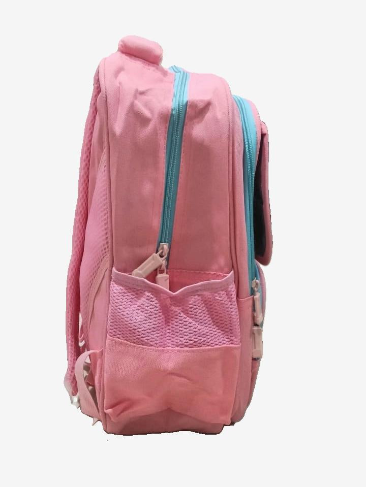 16-Inch Printed Kids Backpack – Pink | 3-Pocket School Bag | Cute Cartoon Design