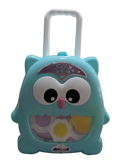 Owl-Shaped Kids Trolley Kitchen Play Set