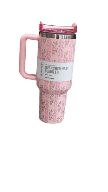 Stanley Pink Tumbler with Handle & Straw