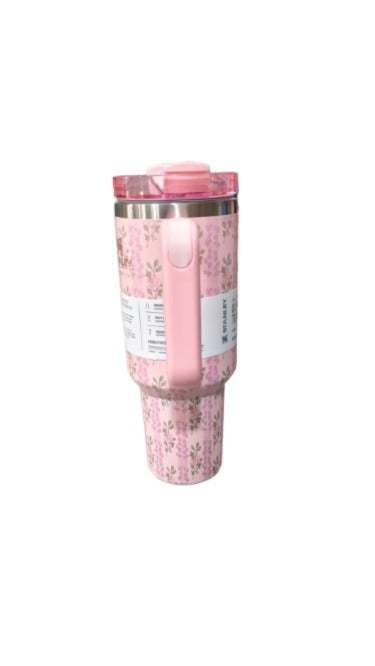 Stanley Pink Tumbler with Handle & Straw