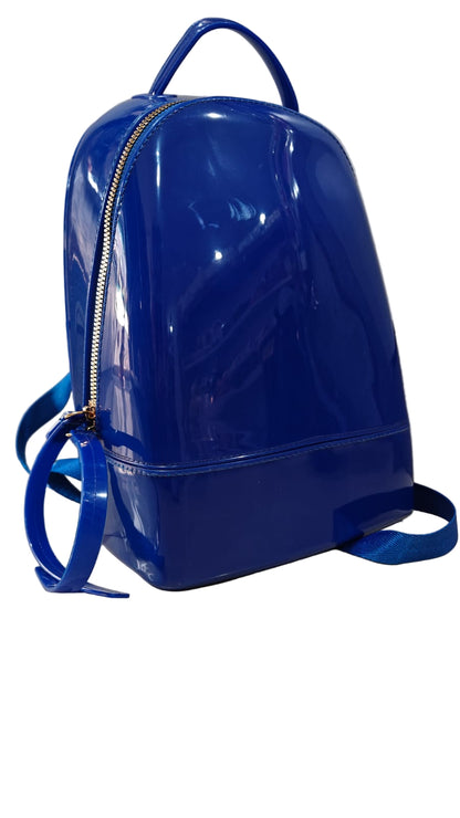 Glossy Blue Fashion Backpack (H 11 x W 7 x D 5 inches)