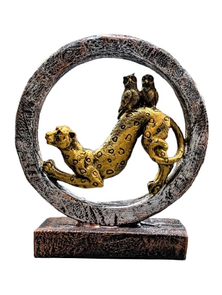 Leaping Leopard & Birds Resin Art
