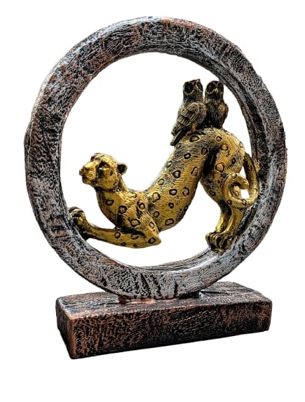 Leaping Leopard & Birds Resin Art