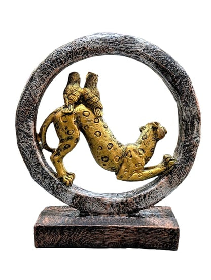 Leaping Leopard & Birds Resin Art