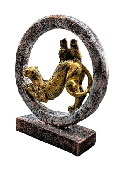 Leaping Leopard & Birds Resin Art